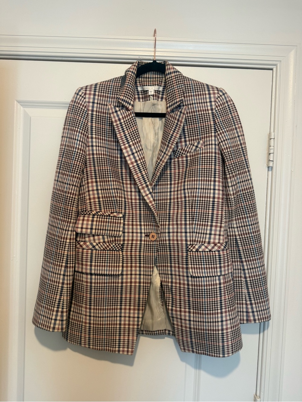 Veronica Beard Plaid Blazer in Black, White & Brown